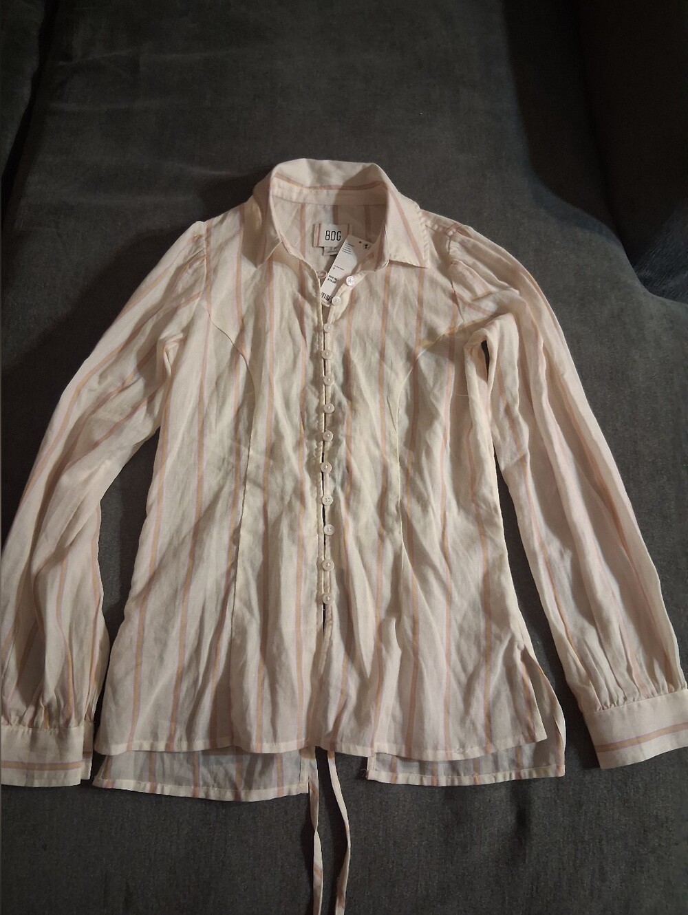 Urban Outfitters Pale Pink & White Striped Button-Front Blouse